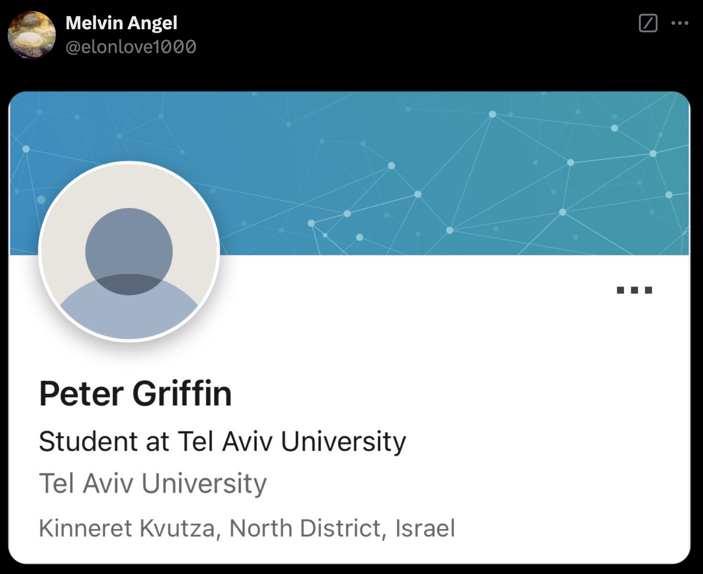 screenshot - Melvin Angel Peter Griffin Student at Tel Aviv University Tel Aviv University Kinneret Kvutza, North District, Israel